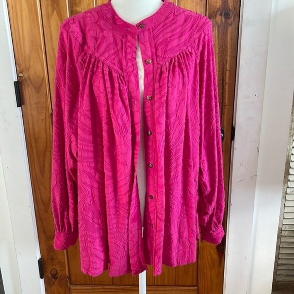 Free People Can't Stop Dreaming Oversized Tunic top Hot Barbie Pink Small
